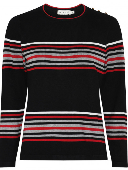 Finstickad tröja svart/röd från Micha