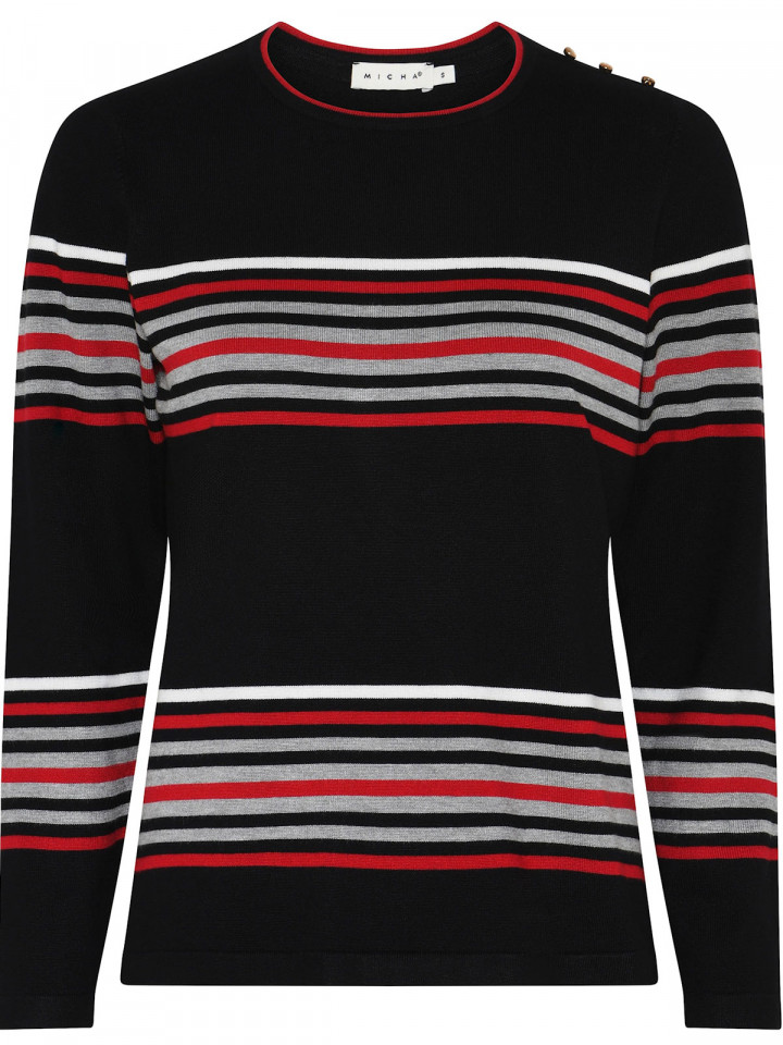 Finstickad tröja svart/röd från Micha