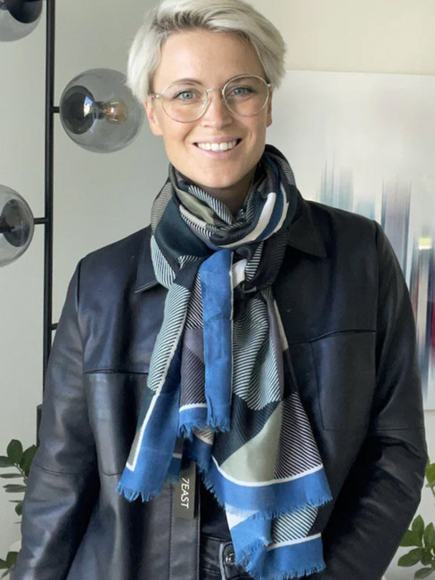 Sjal blå, brun, taupe och grön från 7EAST 2