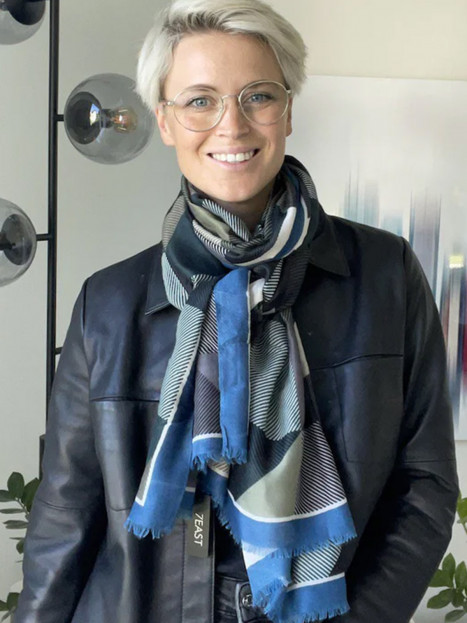 Sjal blå, brun, taupe och grön från 7EAST