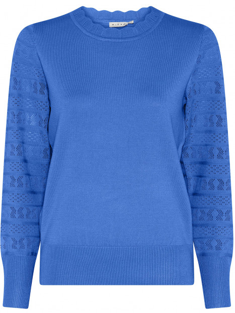 Fin- och mönsterstickad tröja blå från Micha