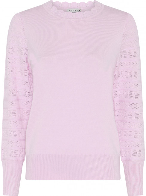 Fin- och mönsterstickad tröja ljusrosa från Micha