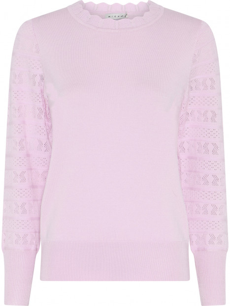 Fin- och mönsterstickad tröja ljusrosa från Micha