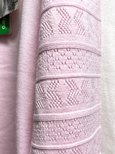 Fin- och mönsterstickad tröja ljusrosa från Micha