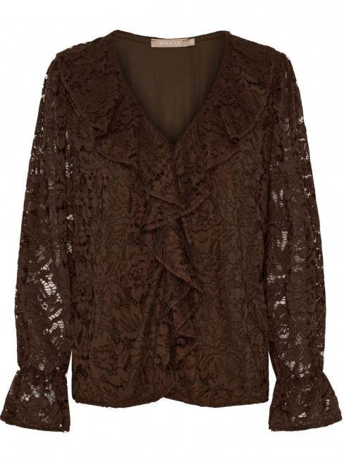 Spetsblus volang brun från Marta du Chateau