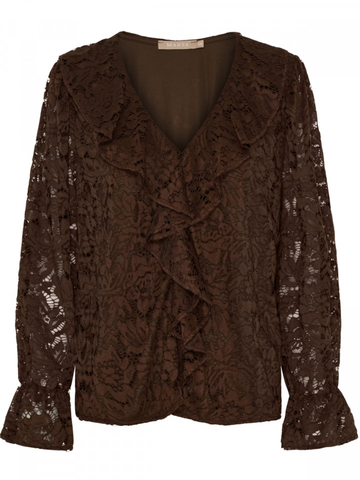 Spetsblus volang brun från Marta du Chateau