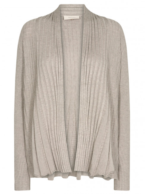 Finstickad kofta taupe från FREEQUENT