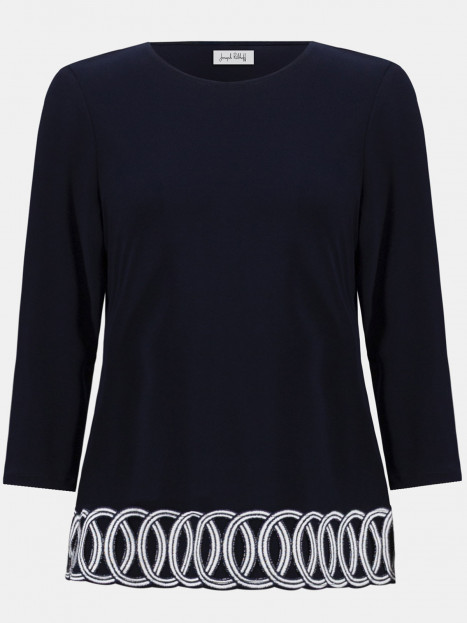 Trikåtopp med dekorativ kant marin från Joseph Ribkoff