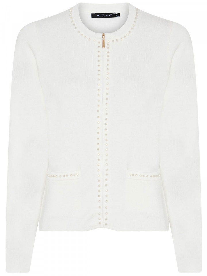 Finstickad kofta vintervit med pärlor...