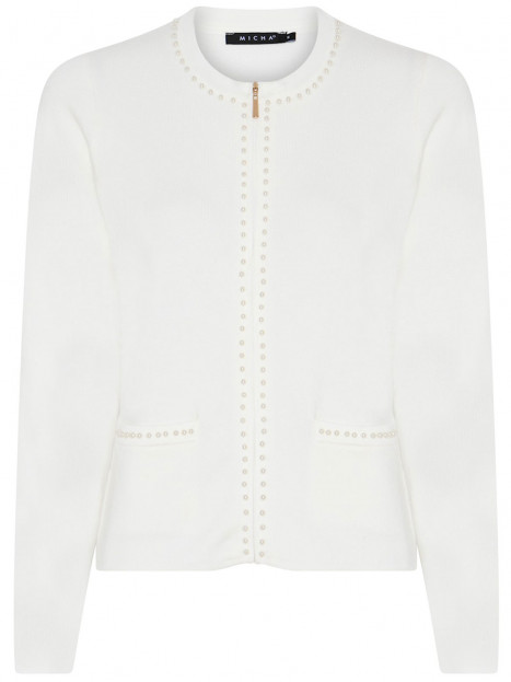 Finstickad kofta vintervit med pärlor från Micha