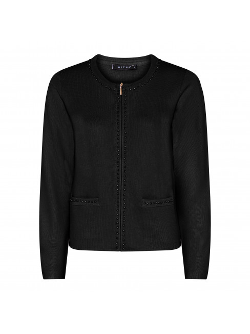 Finstickad kofta svart med pärlor från Micha