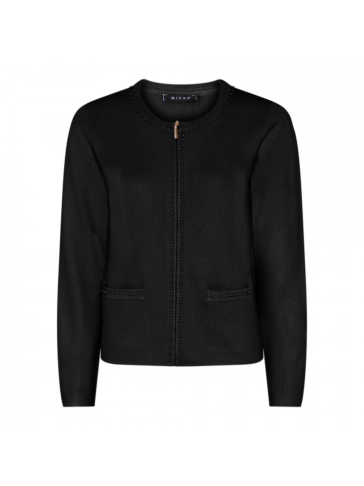 Finstickad kofta svart med pärlor från Micha