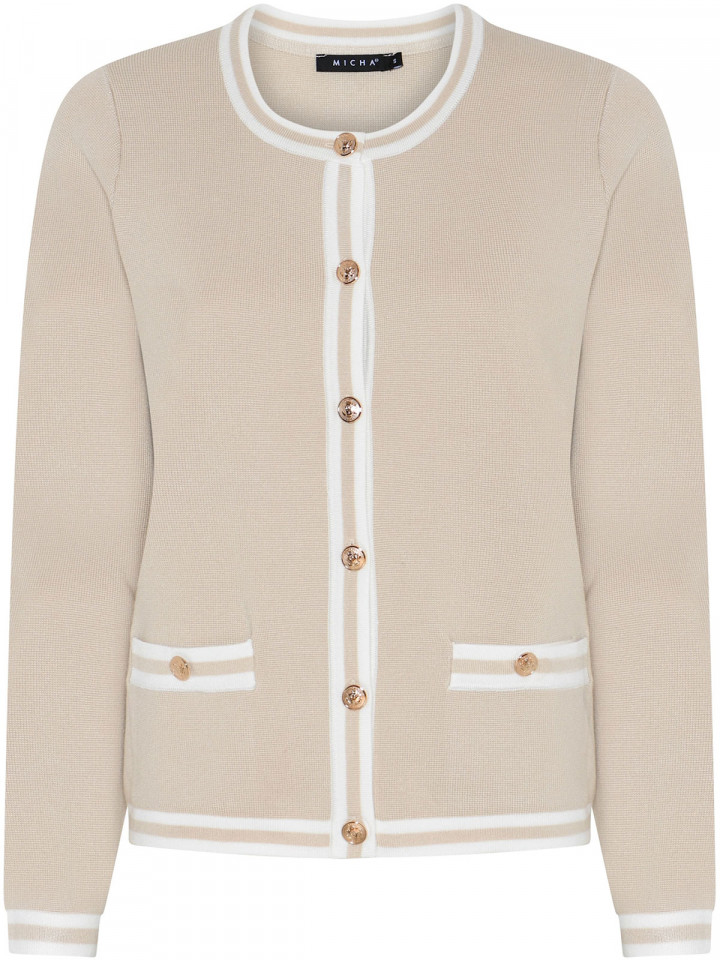 Finstickad kofta biege med...