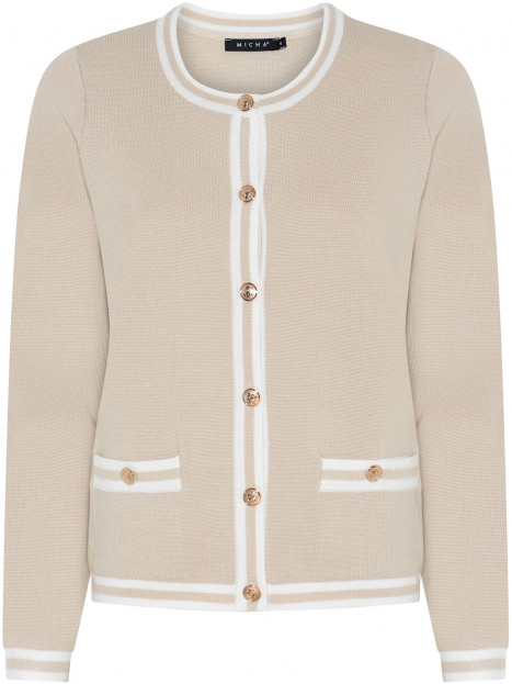 Finstickad kofta biege med guldknappar från Micha