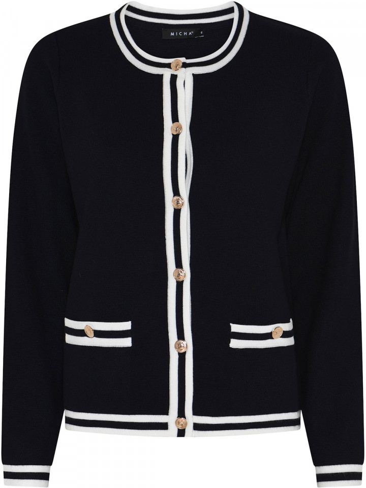 Finstickad kofta marin med...