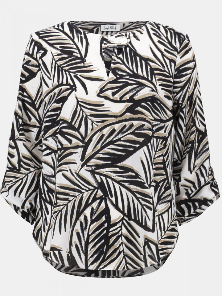 Blus/topp grafiska blad svart/nougat...