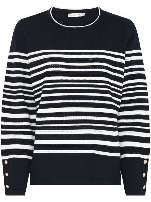 Finstickad tröja marin rand från Micha 2