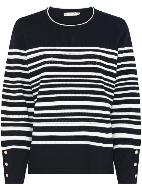 Finstickad tröja marin rand från Micha