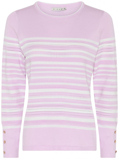 Finstickad tröja rosa rand från Micha