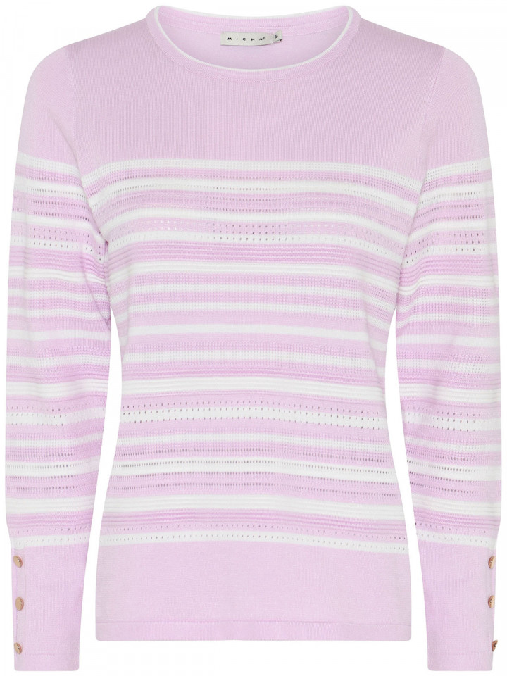 Finstickad tröja rosa rand från Micha