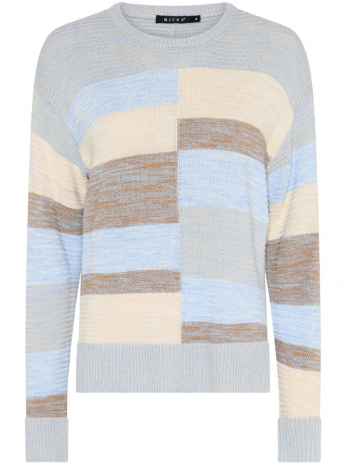 Blockmönstrad tröja ljusblå från Micha