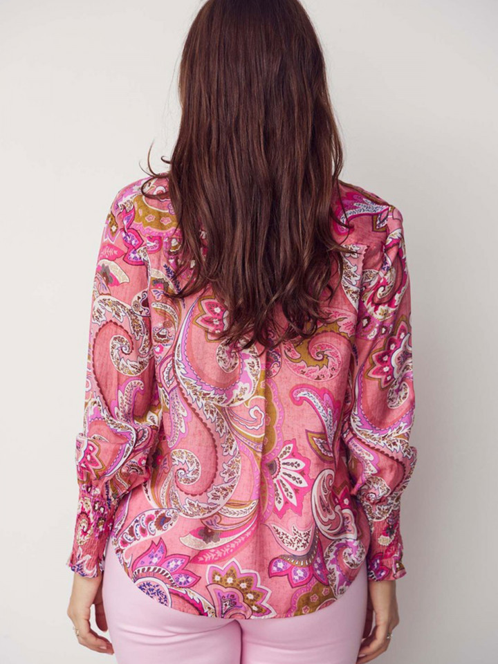 Blus Lotta rosa paisley från Isay