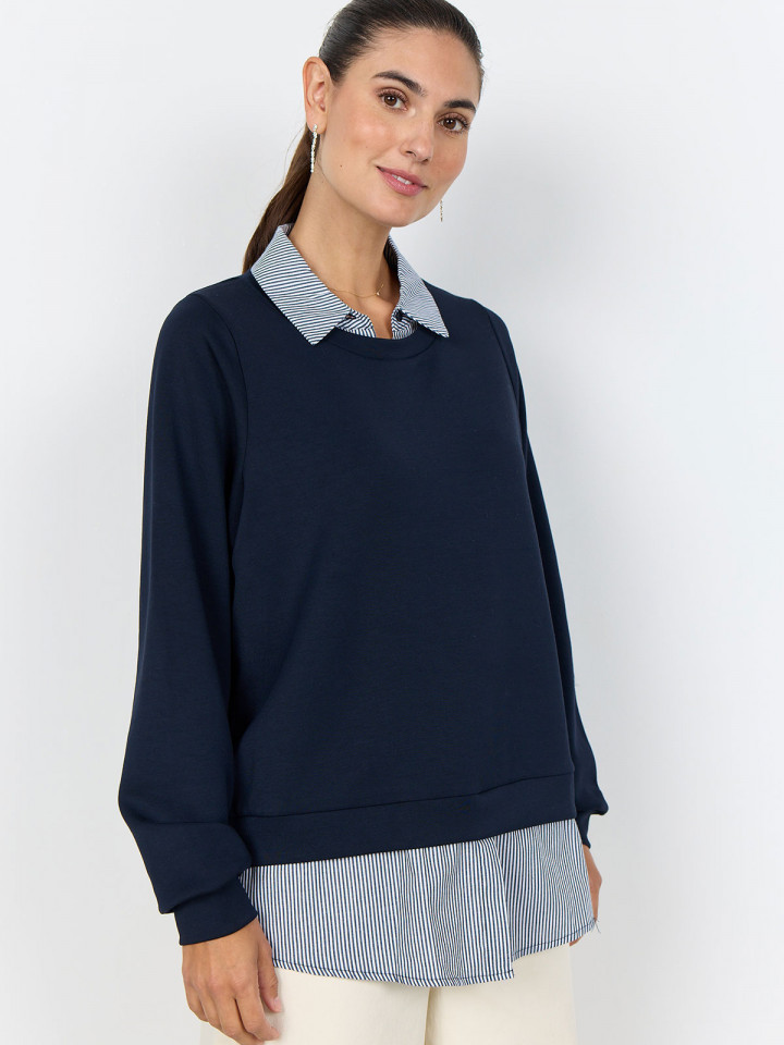 Tröja med blus Banu marin från SoyaConcept