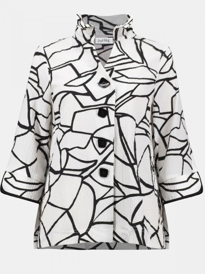 Creppad Jacka vit med grafisk svart...