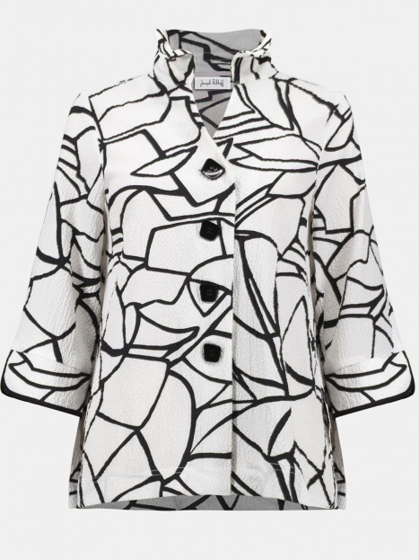 Creppad Jacka vit med grafisk svart från Joseph Ribkoff