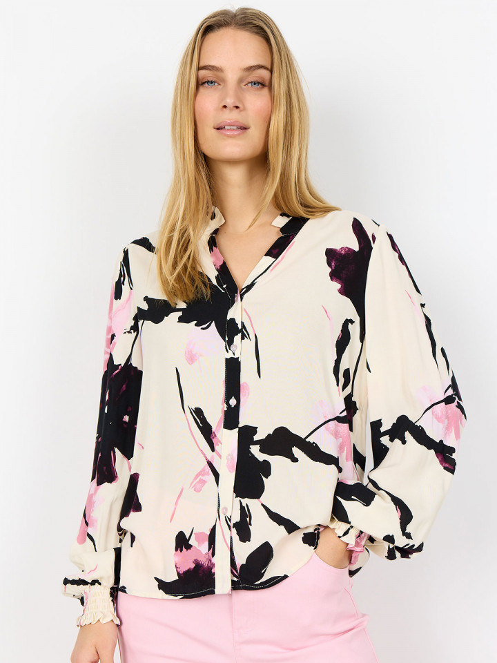 Viskosblus Bene creme/rosa från SoyaConcept