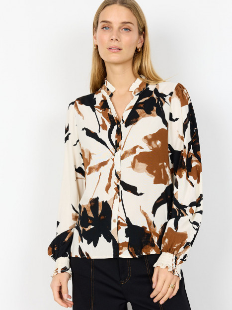 Viskosblus Bene creme/camel från SoyaConcept