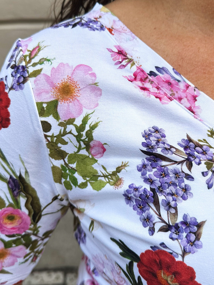 Trikåtopp Doris Desconto blom/vit...