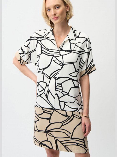 Klänning grafisk vit/nougat/svart från Joseph Ribkoff