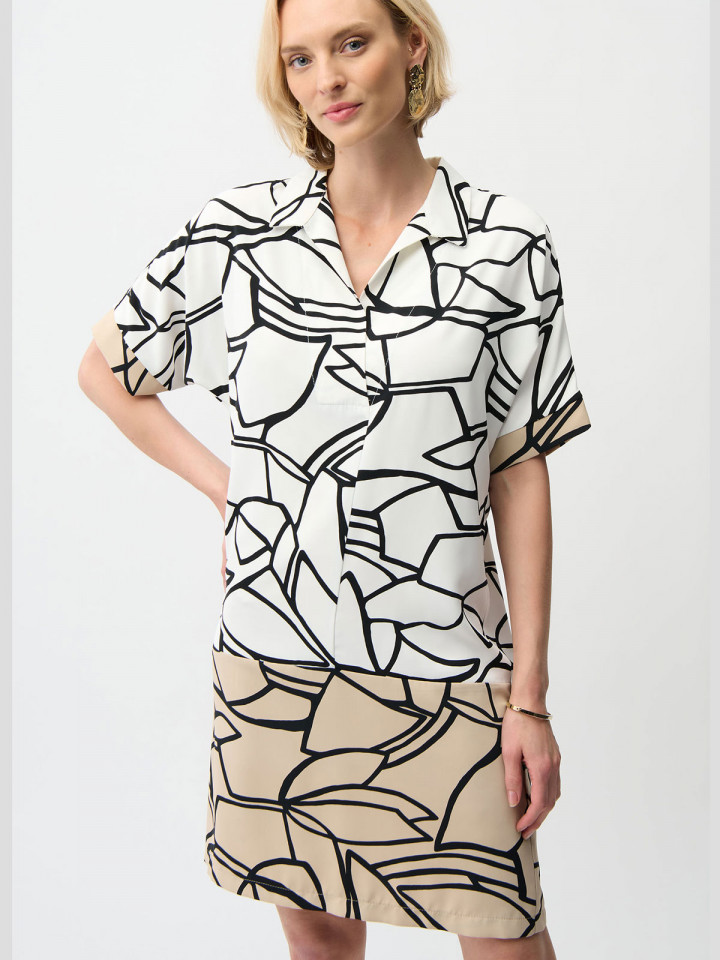 Klänning grafisk vit/nougat/svart från Joseph Ribkoff