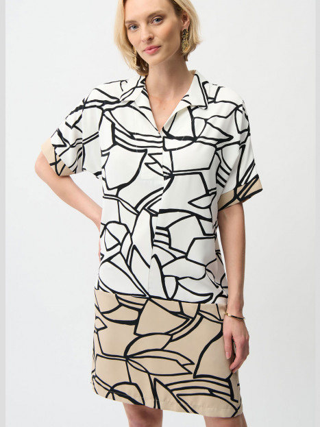 Klänning grafisk vit/nougat/svart från Joseph Ribkoff