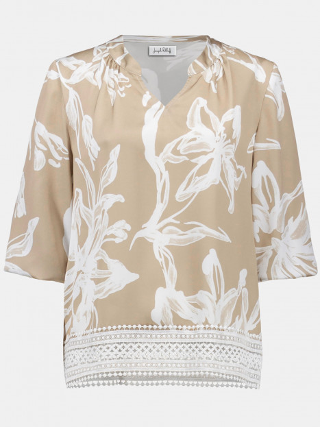 Satinblus med spetskant sand/nougat från Joseph Ribkoff