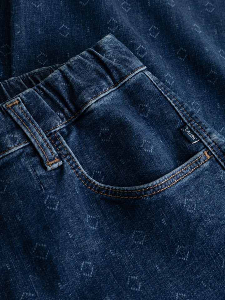 Mirakeljeans Donna Crop blå mönster...