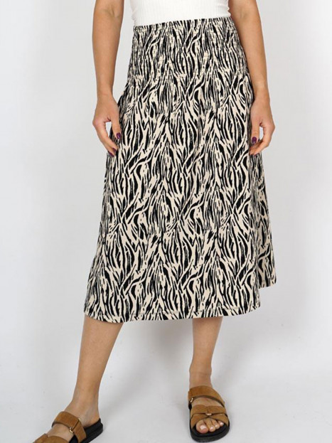 Krinklad och stretchig kjol sand/svart från M.X.O