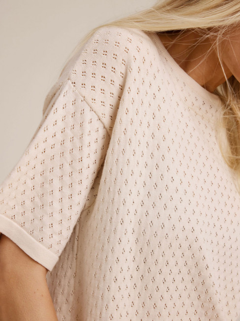 Fin- och mönsterstickad Topp Creme från SibinLinnebjerg 2