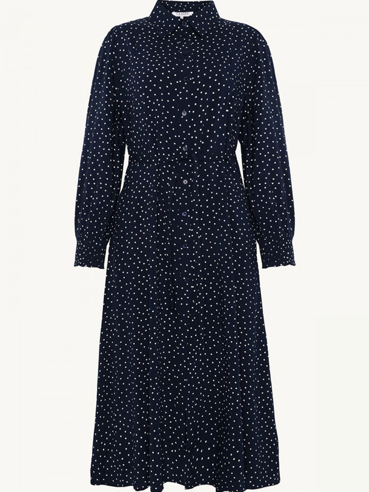 Viskosklänning Marin prick Kamila...