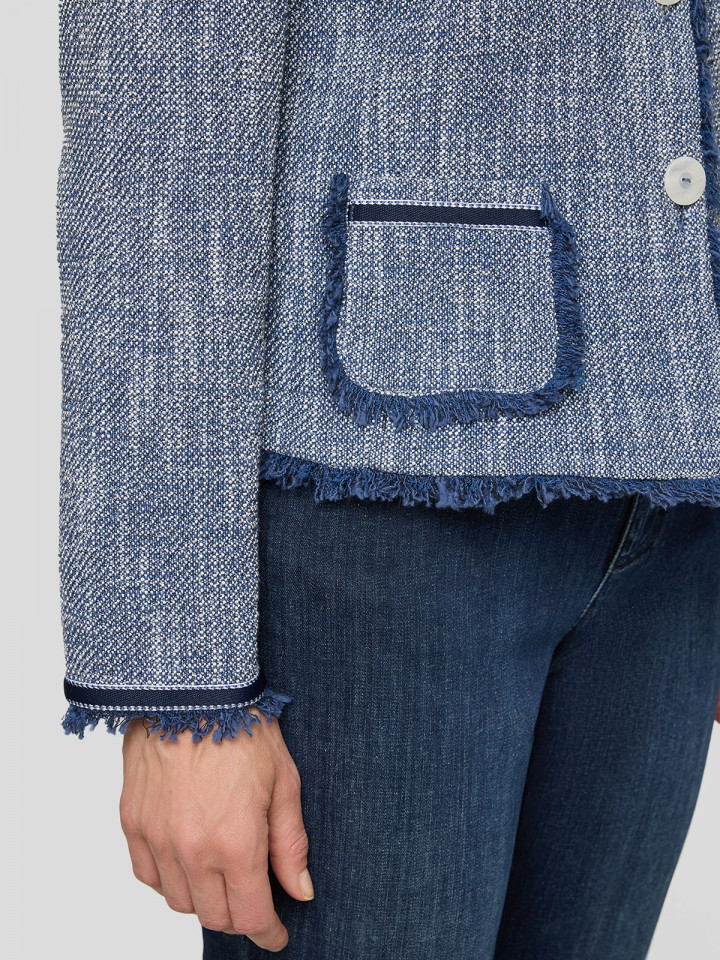 Stickad jacka melerad blå från Rabe