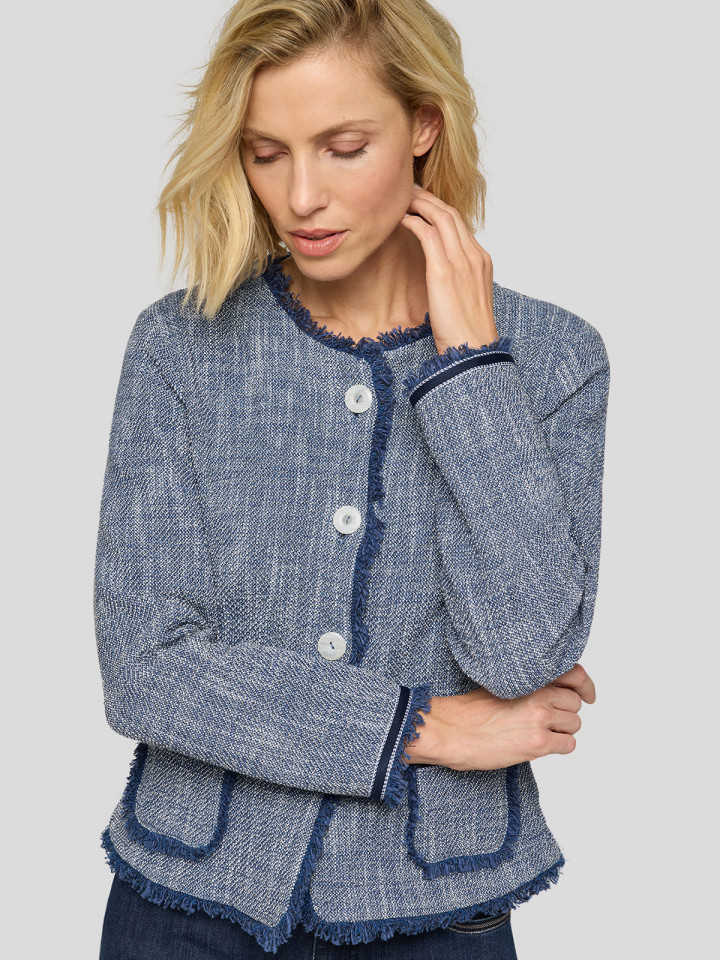 Stickad jacka melerad blå från Rabe