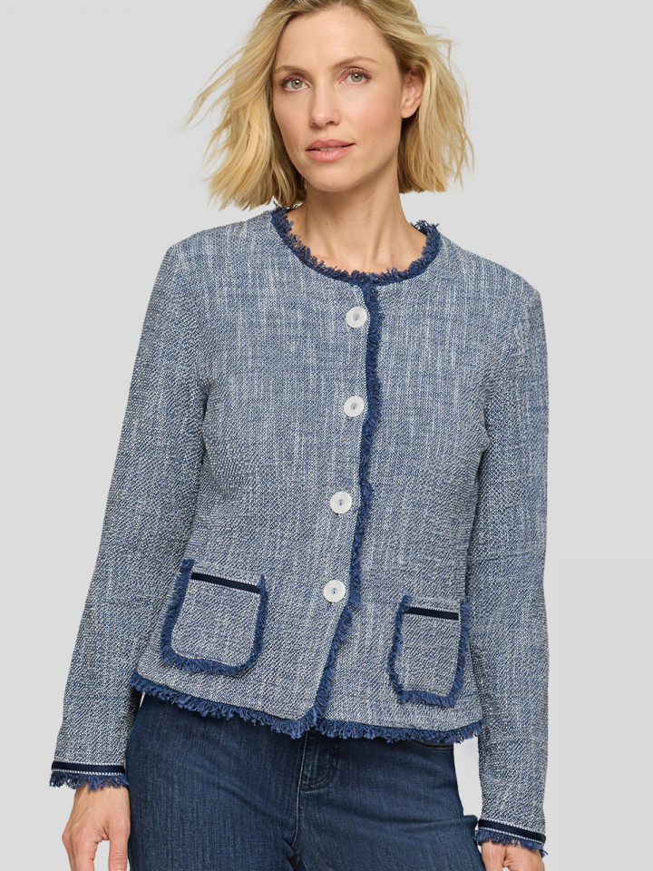 Stickad jacka melerad blå från Rabe