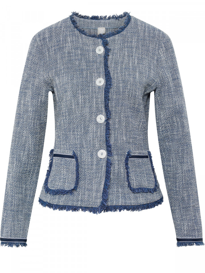 Stickad jacka melerad blå från Rabe