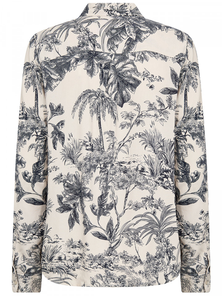 Viskosblus Carli marin på cremevit...