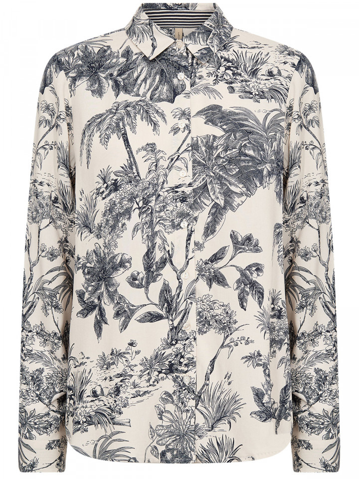 Viskosblus Carli marin på cremevit...