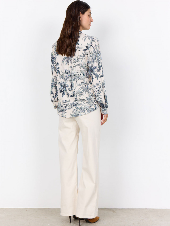 Viskosblus Carli marin på cremevit...