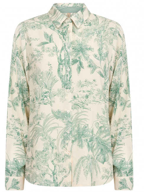 Viskosblus Carli grön på cremevit från SoyaConcept