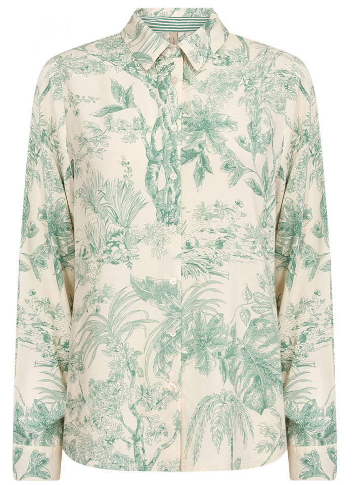 Viskosblus Carli grön på cremevit från SoyaConcept