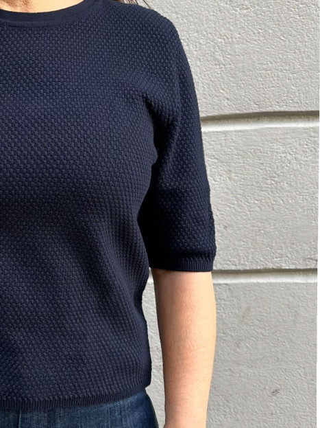 Mönsterstickad topp Esme marin från SibinLinnebjerg